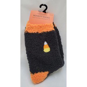 NWT Halloween Socks - Cozy Soft Crew Socks Size 4 - 10 - Black Orange Candy Corn